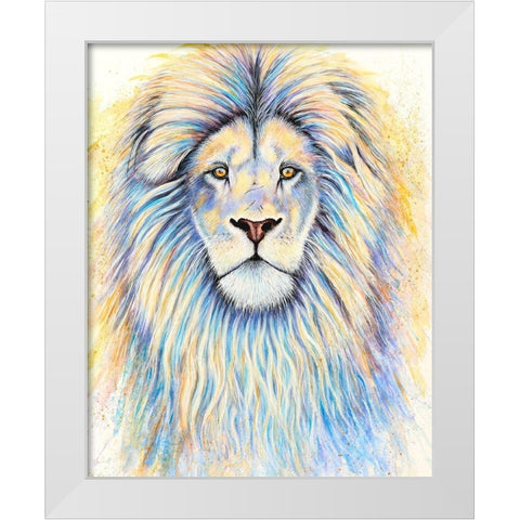 Leo the Lion White Modern Wood Framed Art Print by Wickstrom, Martin