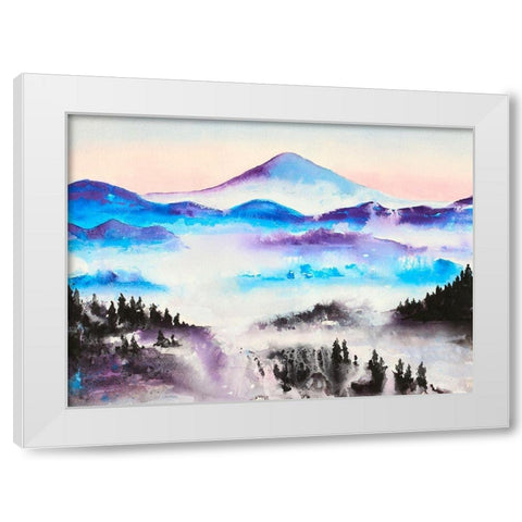 Mountain Mist Landscape White Modern Wood Framed Art Print by Wickstrom, Martin