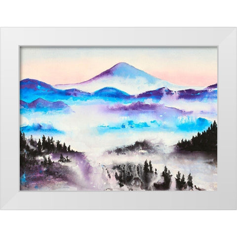 Mountain Mist Landscape White Modern Wood Framed Art Print by Wickstrom, Martin