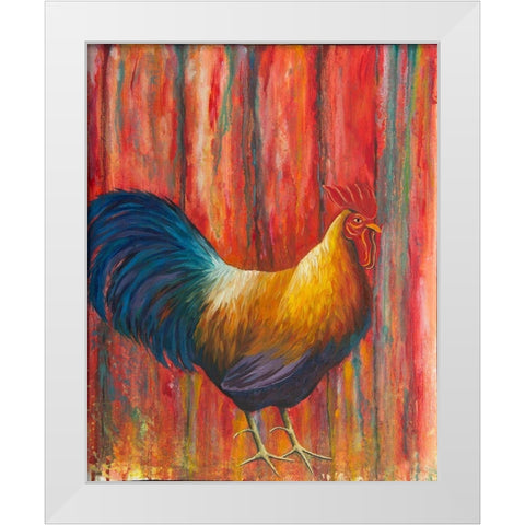 Mr. Rooster White Modern Wood Framed Art Print by Wickstrom, Martin