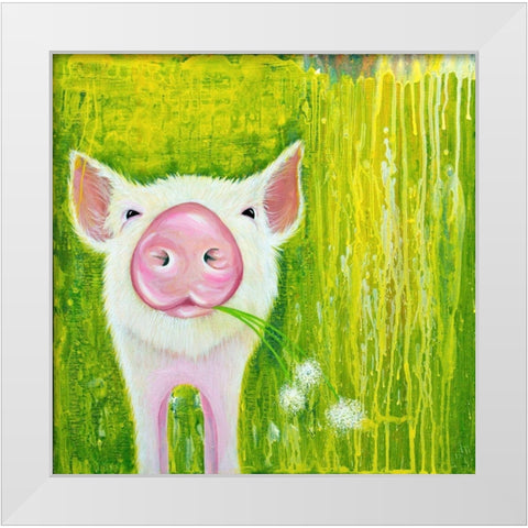 Pig White Modern Wood Framed Art Print by Wickstrom, Martin
