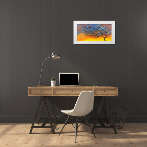 Sunset Tree White Modern Wood Framed Art Print by Wickstrom, Martin