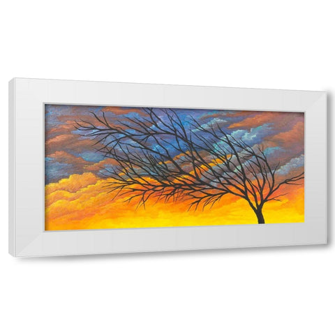 Sunset Tree White Modern Wood Framed Art Print by Wickstrom, Martin