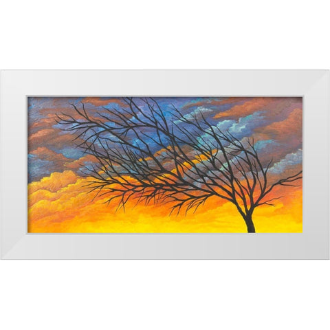Sunset Tree White Modern Wood Framed Art Print by Wickstrom, Martin