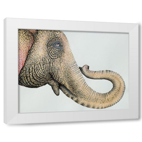 Spotted Asian Elephant 2 White Modern Wood Framed Art Print by Wickstrom, Martin