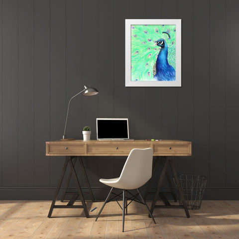 Mr. Peacock White Modern Wood Framed Art Print by Wickstrom, Martin