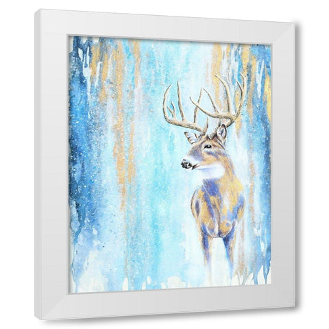 Winter Buck White Modern Wood Framed Art Print by Wickstrom, Martin