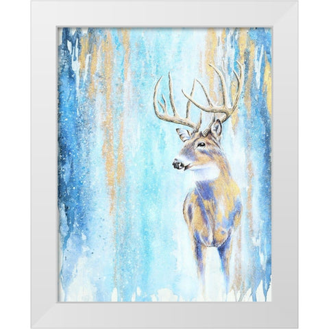 Winter Buck White Modern Wood Framed Art Print by Wickstrom, Martin