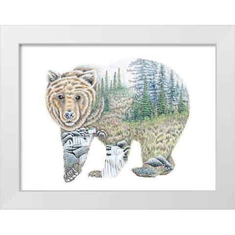 Scenic Bear White Modern Wood Framed Art Print by Wickstrom, Martin