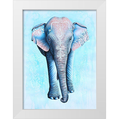 Painted Asian Elephant White Modern Wood Framed Art Print by Wickstrom, Martin