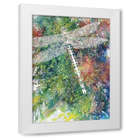 Dragonfly White Modern Wood Framed Art Print by Wickstrom, Martin