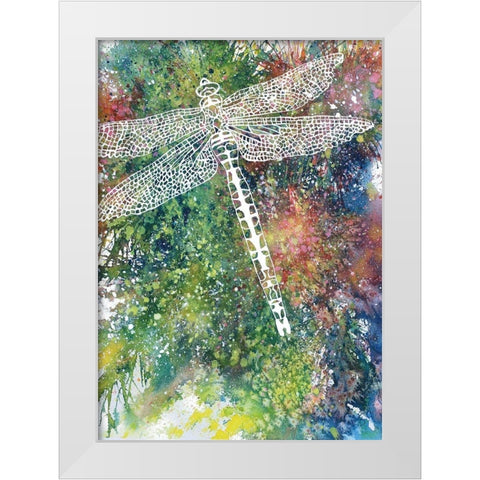 Dragonfly White Modern Wood Framed Art Print by Wickstrom, Martin