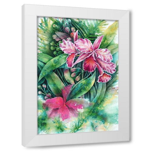 Pink Orchid White Modern Wood Framed Art Print by Wickstrom, Martin
