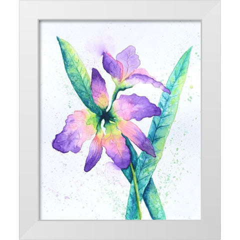 Purple Orchid White Modern Wood Framed Art Print by Wickstrom, Martin
