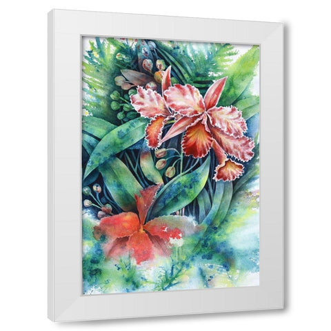 Red Orchid White Modern Wood Framed Art Print by Wickstrom, Martin