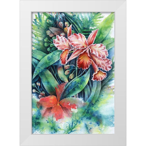 Red Orchid White Modern Wood Framed Art Print by Wickstrom, Martin