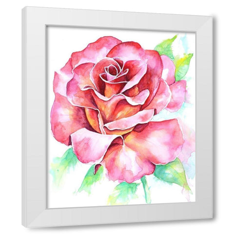 Rose White Modern Wood Framed Art Print by Wickstrom, Martin