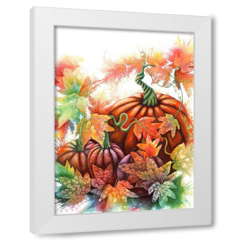 Autumn Pumpkins White Modern Wood Framed Art Print by Wickstrom, Martin