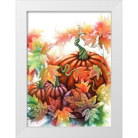 Autumn Pumpkins White Modern Wood Framed Art Print by Wickstrom, Martin