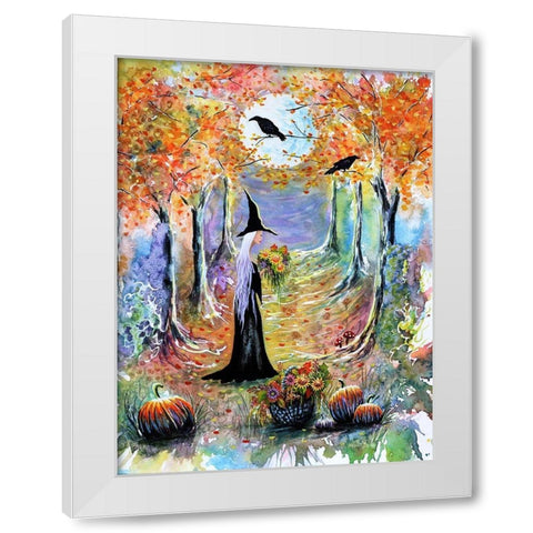 Autumn Witch White Modern Wood Framed Art Print by Wickstrom, Martin