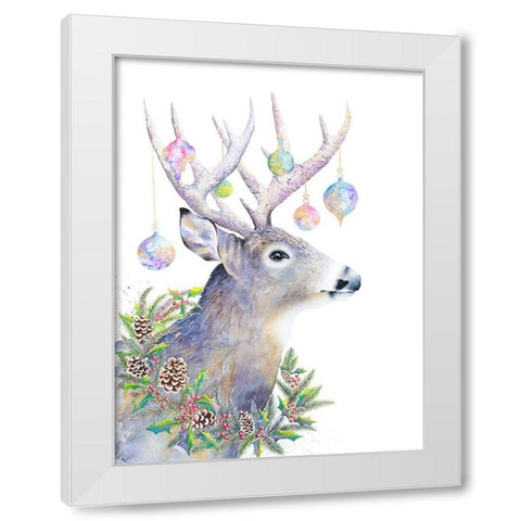 Holiday Deer White Modern Wood Framed Art Print by Wickstrom, Martin