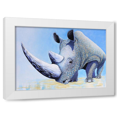 Rhino White Modern Wood Framed Art Print by Wickstrom, Martin