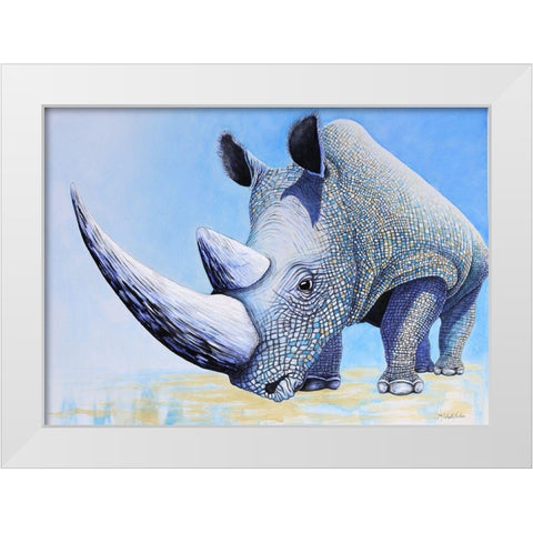 Rhino White Modern Wood Framed Art Print by Wickstrom, Martin
