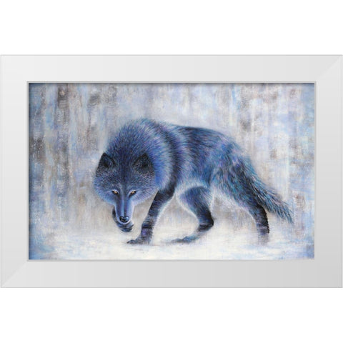 Wolf White Modern Wood Framed Art Print by Wickstrom, Martin