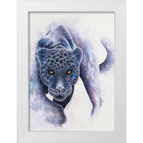 Spotted Black Panther White Modern Wood Framed Art Print by Wickstrom, Martin