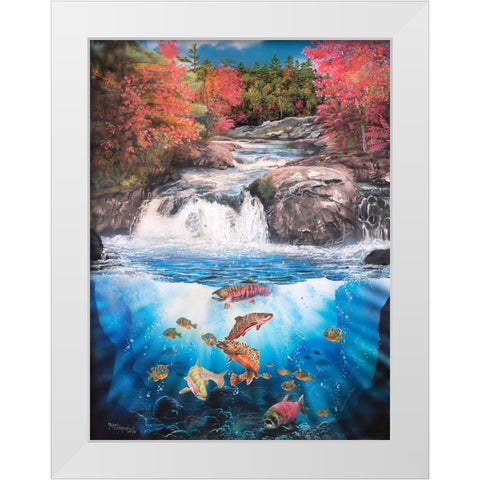 Fish Falls White Modern Wood Framed Art Print by Murray Henderson Fine Art