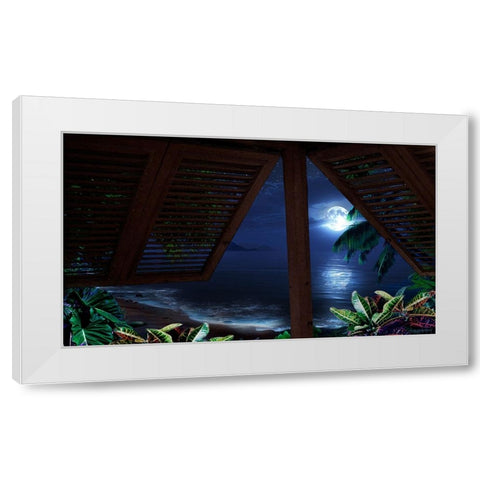 Tropical Dream Moon View White Modern Wood Framed Art Print by Murray Henderson Fine Art
