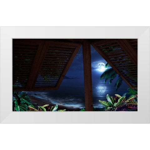Tropical Dream Moon View White Modern Wood Framed Art Print by Murray Henderson Fine Art