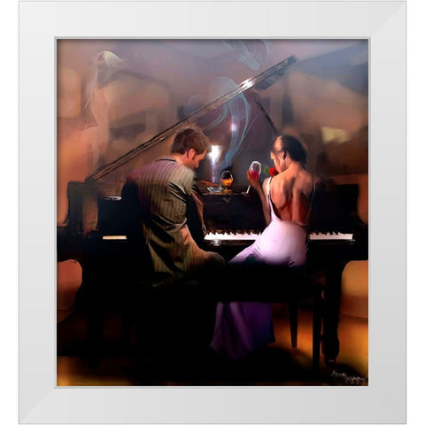 Cigar Bar Love White Modern Wood Framed Art Print by Murray Henderson Fine Art