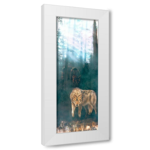 Wolves Merged White Modern Wood Framed Art Print by Murray Henderson Fine Art