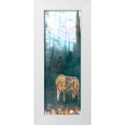 Wolves Merged White Modern Wood Framed Art Print by Murray Henderson Fine Art