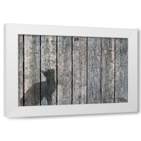 Cat And Mouse Shadow 2 White Modern Wood Framed Art Print by Murray Henderson Fine Art