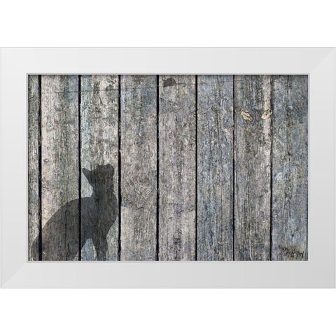 Cat And Mouse Shadow 2 White Modern Wood Framed Art Print by Murray Henderson Fine Art