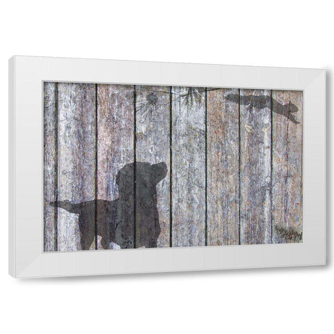 Lab And Squirrel Shadow White Modern Wood Framed Art Print by Murray Henderson Fine Art