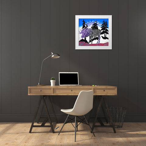 Moose Tracks White Modern Wood Framed Art Print by Murray Henderson Fine Art