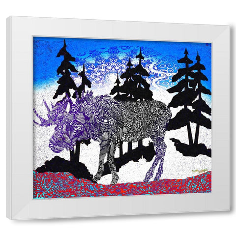Moose Tracks White Modern Wood Framed Art Print by Murray Henderson Fine Art