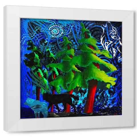 Spirit Wolves White Modern Wood Framed Art Print by Murray Henderson Fine Art