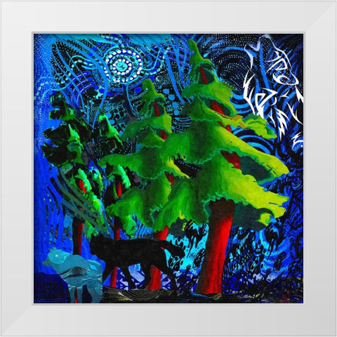 Spirit Wolves White Modern Wood Framed Art Print by Murray Henderson Fine Art