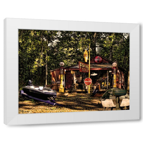 Fishing Camp White Modern Wood Framed Art Print by Murray Henderson Fine Art