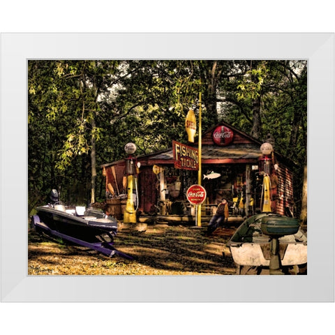 Fishing Camp White Modern Wood Framed Art Print by Murray Henderson Fine Art