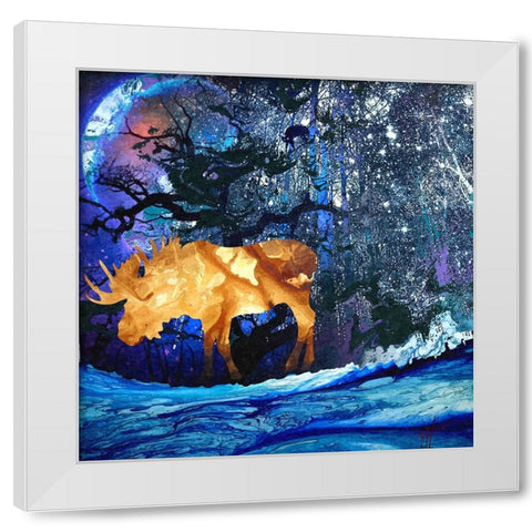 Midnight Moose White Modern Wood Framed Art Print by Murray Henderson Fine Art