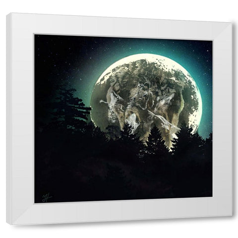 Moon Howl White Modern Wood Framed Art Print by Murray Henderson Fine Art