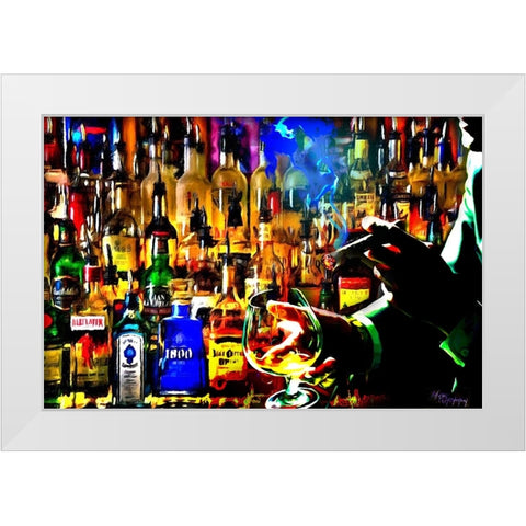 Print Bar Scene White Modern Wood Framed Art Print by Murray Henderson Fine Art