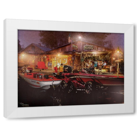 The Fishing Depot White Modern Wood Framed Art Print by Murray Henderson Fine Art