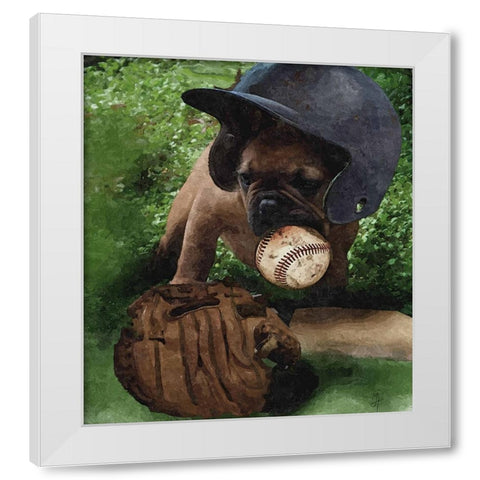 First Base White Modern Wood Framed Art Print by Murray Henderson Fine Art