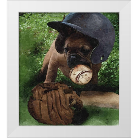 First Base White Modern Wood Framed Art Print by Murray Henderson Fine Art